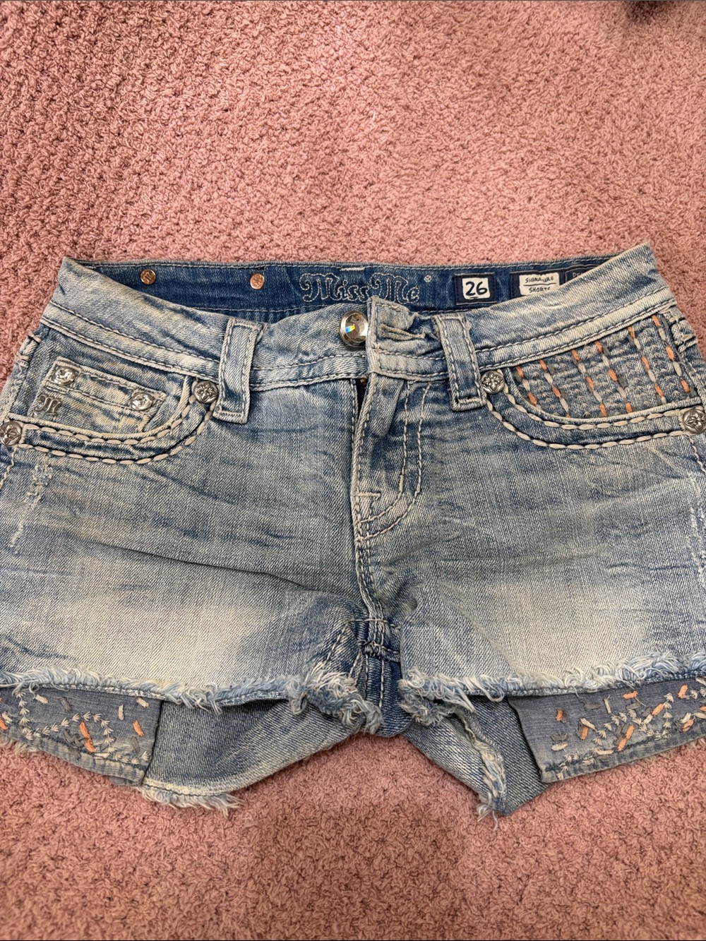 Miss Me Light Blue Washed Distressed Denim Shorts